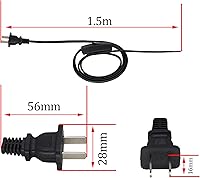 Vista 4 de Cable de lámpara con interruptor de palanca, cable de lámpara con enchufe moldeado y interruptor de encendido/apagado, cable de extensión, extremos