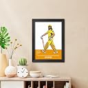 TenorArts MS Dhoni Super Kings Poster Chennai Cricket Team Laminated Photo Frame Painting with Matt Finish Black Textured Frames (12 inches x 9inches) gallery image