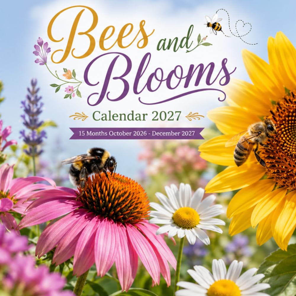 Bees and Blooms Calendar 2027: 15-Month • October 2026 – December 2027: Bees, Flowers & Nature, Spacious Planning Pages