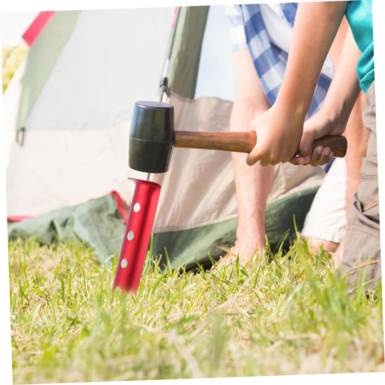 KOMBIUDA 6PCS Shaped Outdoor Tent Stakes Durable Alloy Beach Tent Nail Stakes for Sand and Strong Holding Power Easy Pull Out Design Camping Accessories