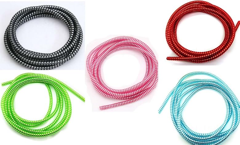 Kinetic Ultimate Cable Protector | Spiral Cable Protector 1.5 Meter | Plastic Cord Wire Charger Winder for All Types of Charging Cables Pack of 5(Multicolur)