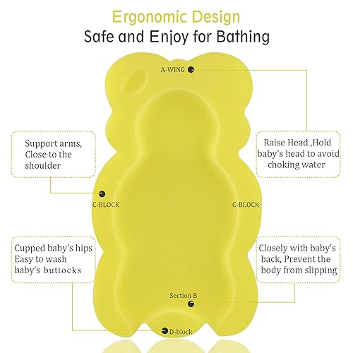 Miniatura 4 de Cojín de baño para bebé, almohadilla y esponja para niños pequeños, bebés y recién nacidos (amarillo-estilo4)