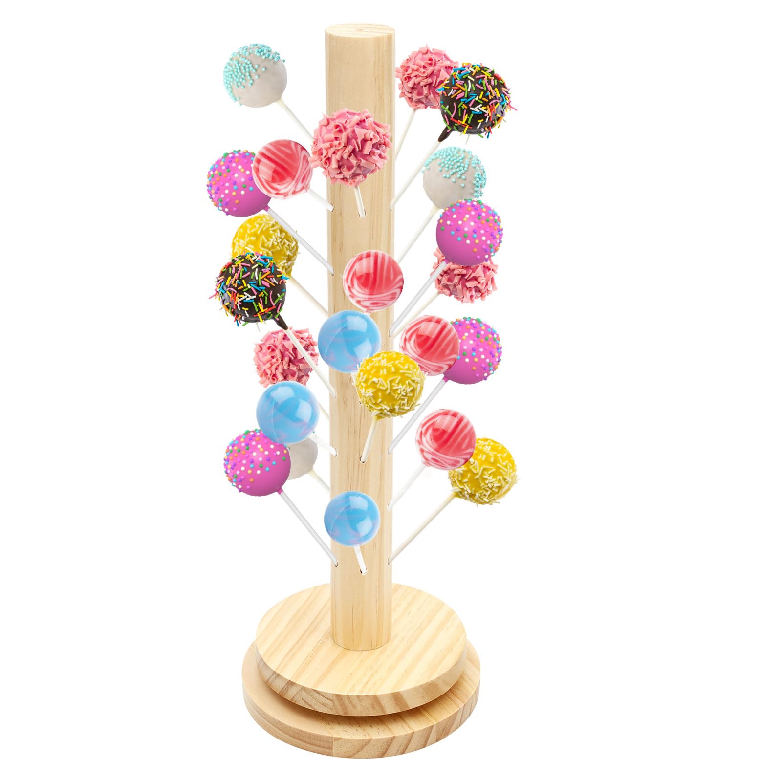 Zhjiutak Cake Pop Display Stand Wooden Lollipop Holder 48 Holes Lollipop Tree Holder Decorative for Weddings Baby Shower Birthday Party Anniversaries Candy Decor