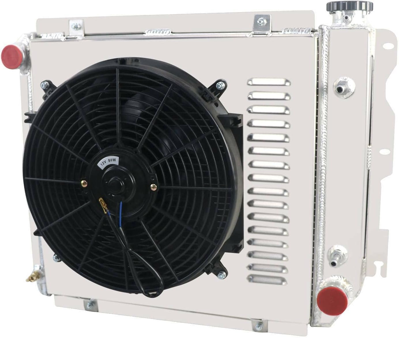 ECMRAD 3 Rows Aluminum Radiator Compatible for 1987-2006 Jeep Wrangler TJ YJ Chevy V8 Swap +Shroud +Fan combo