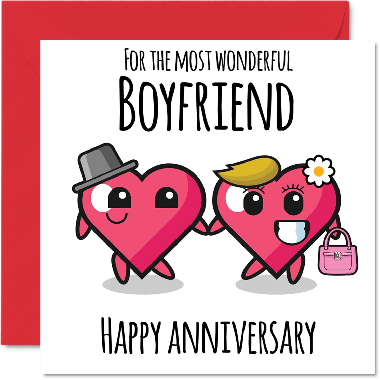 Anniversary Card - Wonderful Boyfriend - Happy Anniversary Cards for Boyfriend Partner, 145mm Greeting Cards for Anniversaries