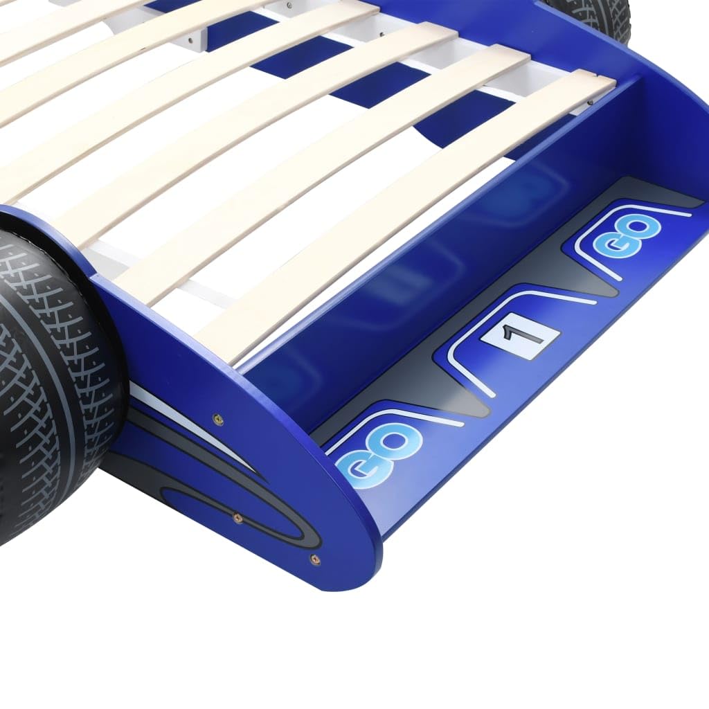 SKM Cama con Forma de Coche de Carreras para niños 90x200 cm Azul,Mobiliario,Mobiliario para bebés y niños pequeños,Cunas y Camas para niños,Azul,245661