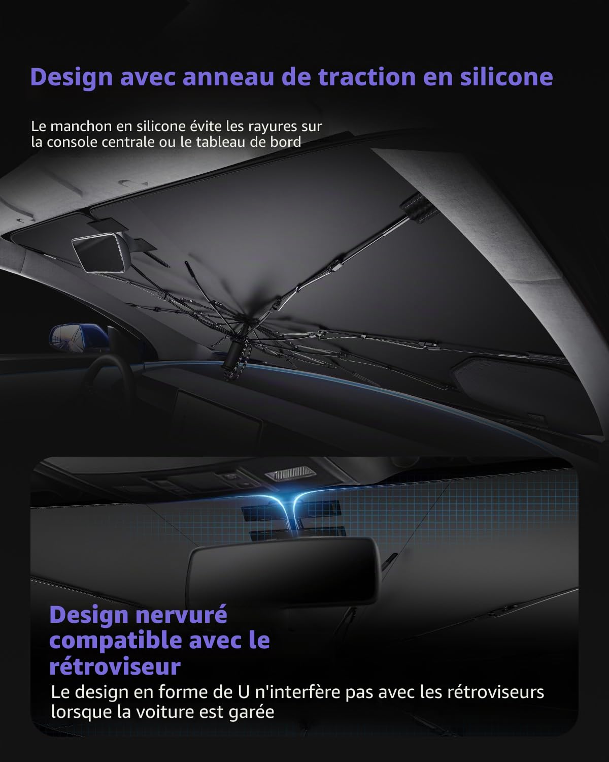 LUWU [Amélioré] Pare Soleil Parapluie pour Voiture Compatible avec Renault Captur 2 2020-2025 2026 Parapluie Pare Soleil Pare Brise Avant Protection UV Captur 2 Accessoires