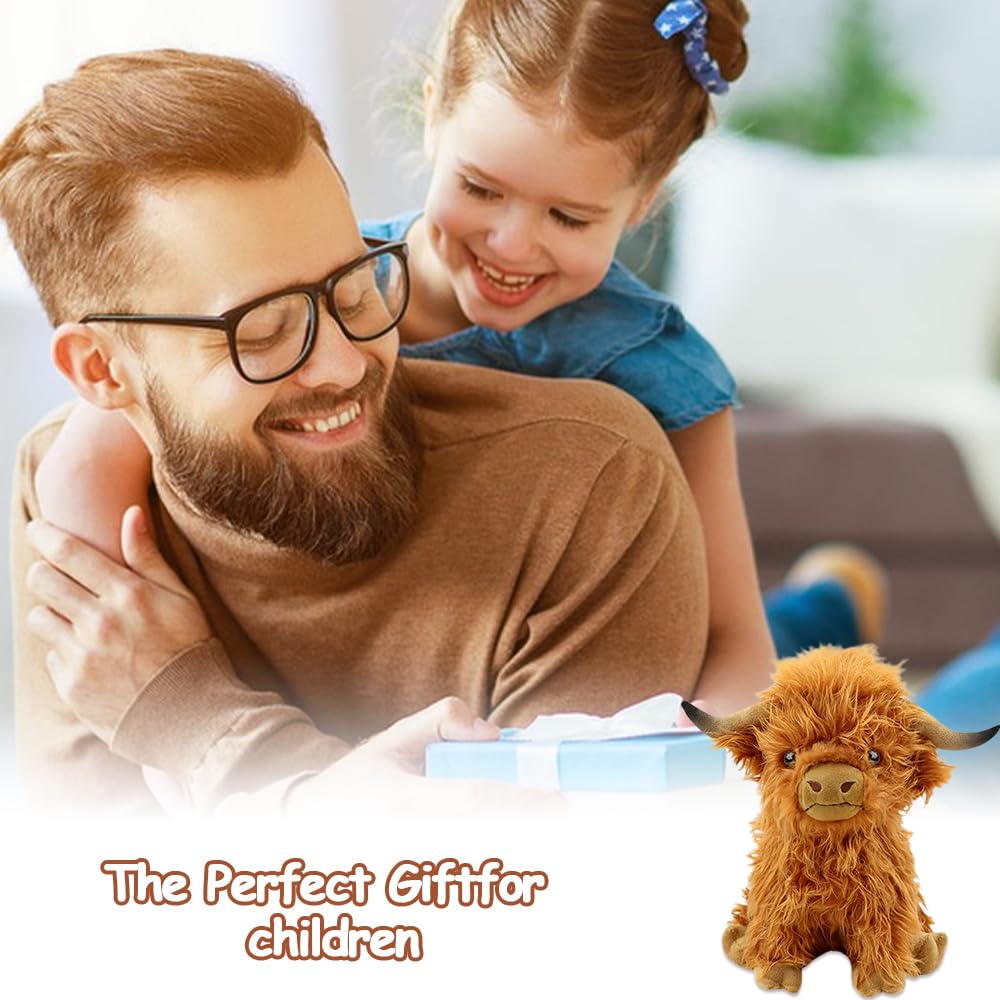 RFJYGWQM Highland Cow Plush, Highland Bull Animal Doll, Realistic Cow Scottish Doll,Soft Cuddly Plush, Farm Toy Gift For Mom - Image 3