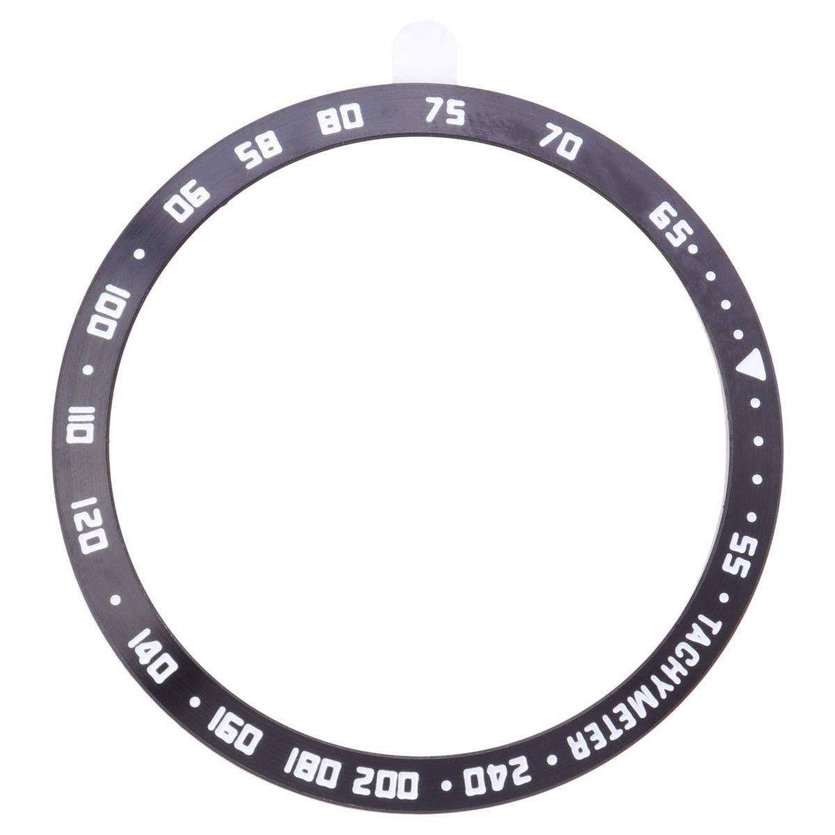 46mm Metal Watch Ring Steel Ring Classic Bezel Cover Ring Compatible for S3 Frontier/Galaxy Watch (E Style Black Rings White Letter) Watch Accessories