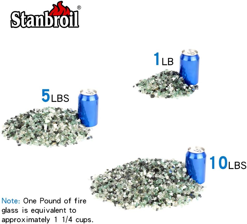 Stanbroil 10-Pound Blended Fire Glass - 1/4 inch Reflective Tempered Fire Glass Blended Onyx Black, Platinum, Light Green Reflective for Indoor and Outdoor Gas Fire Pits and Fireplaces - Image 3