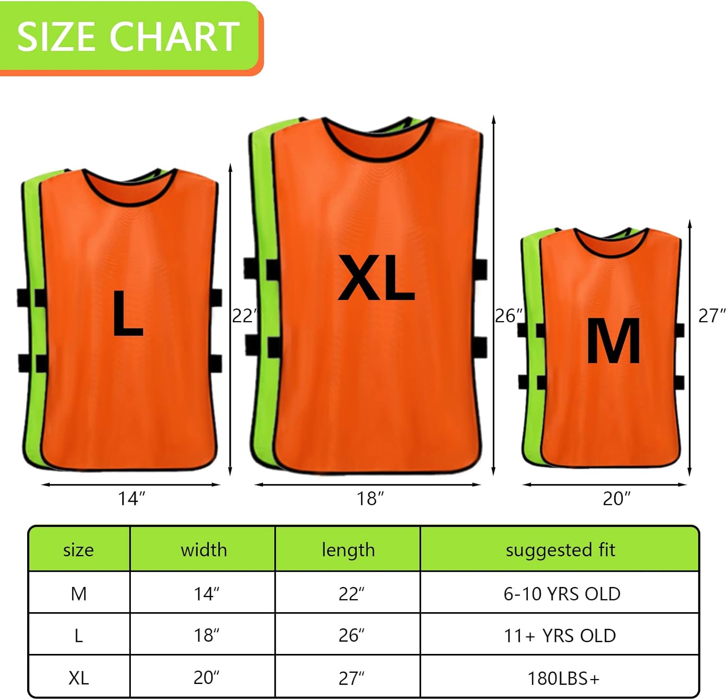 Miniatura 2 de brooman Scrimmage - Chaleco de entrenamiento para niños, jóvenes y adultos, camiseta de práctica de fútbol atlético (12 y 24 unidades)