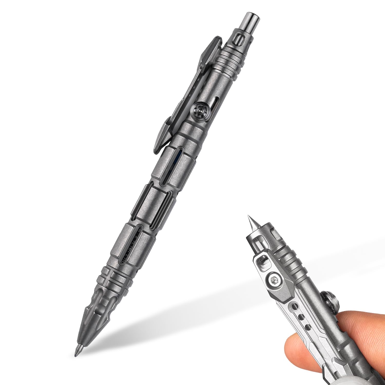 TiMech Tactical Bolt Action Pen — Grade 5 Titanium EDC Pen with Visual Ink Window, N690 Steel Cap Spike, Hidden Multi-Tool, ISO G2 Refill Compatible, Precision CNC Machined