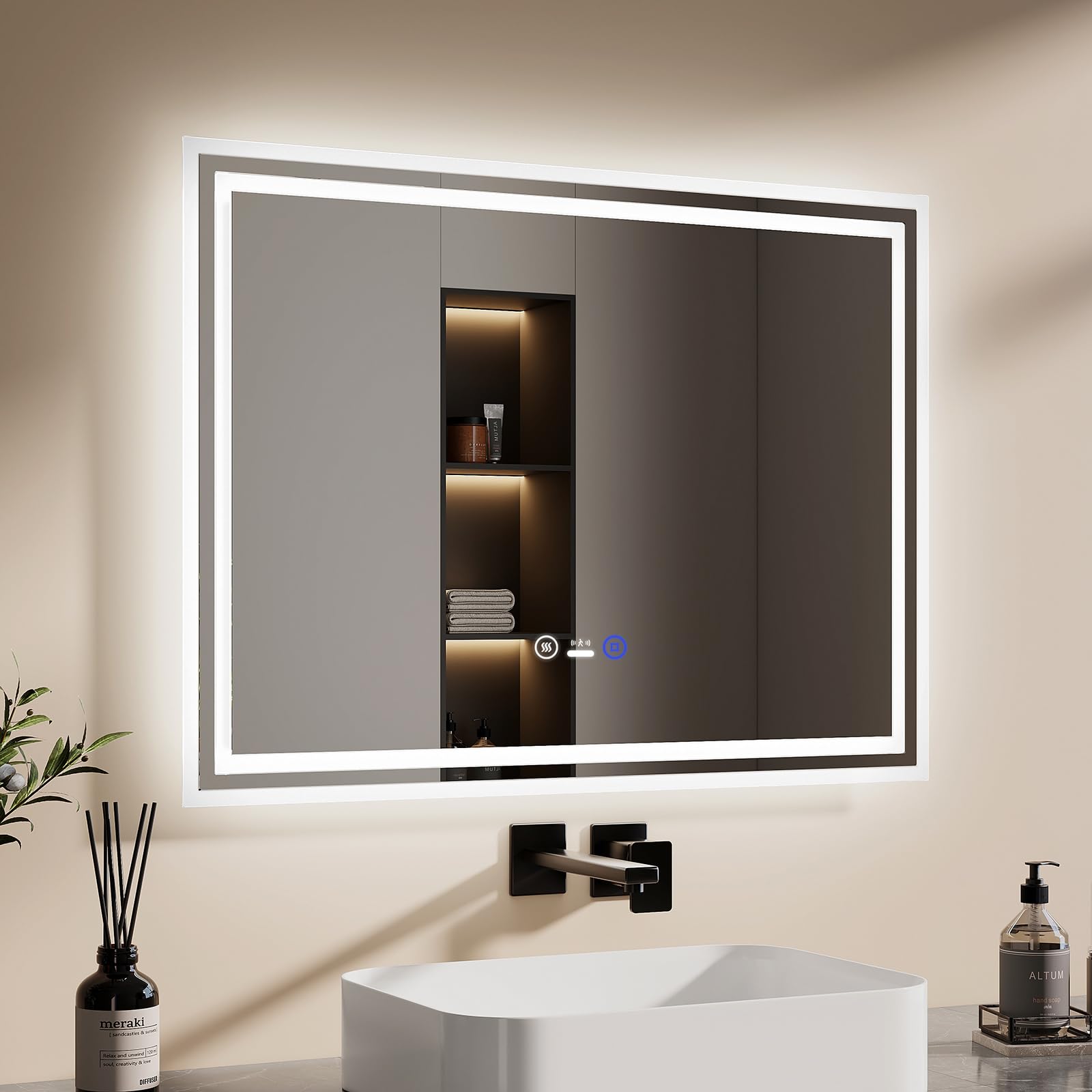 EMKE Sensor Spiegel mit Beleuchtung 80x60cm, Beschlagfrei