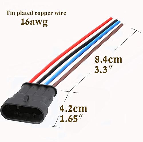 Miniatura 5 de Conector de 4 pines impermeable, conector eléctrico de automóvil de 4 pines, con cable 16 AWG marino para automóvil, camión, barco, motocicleta y