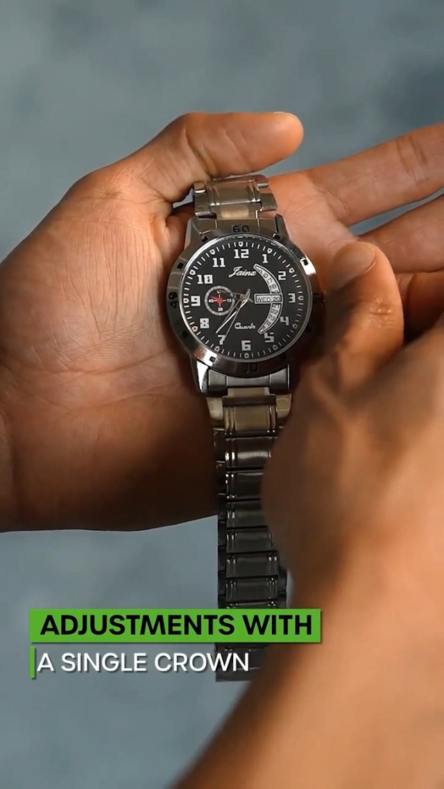jainx Day & Date Black Dial Steel Chain Analog Watch - for Men
