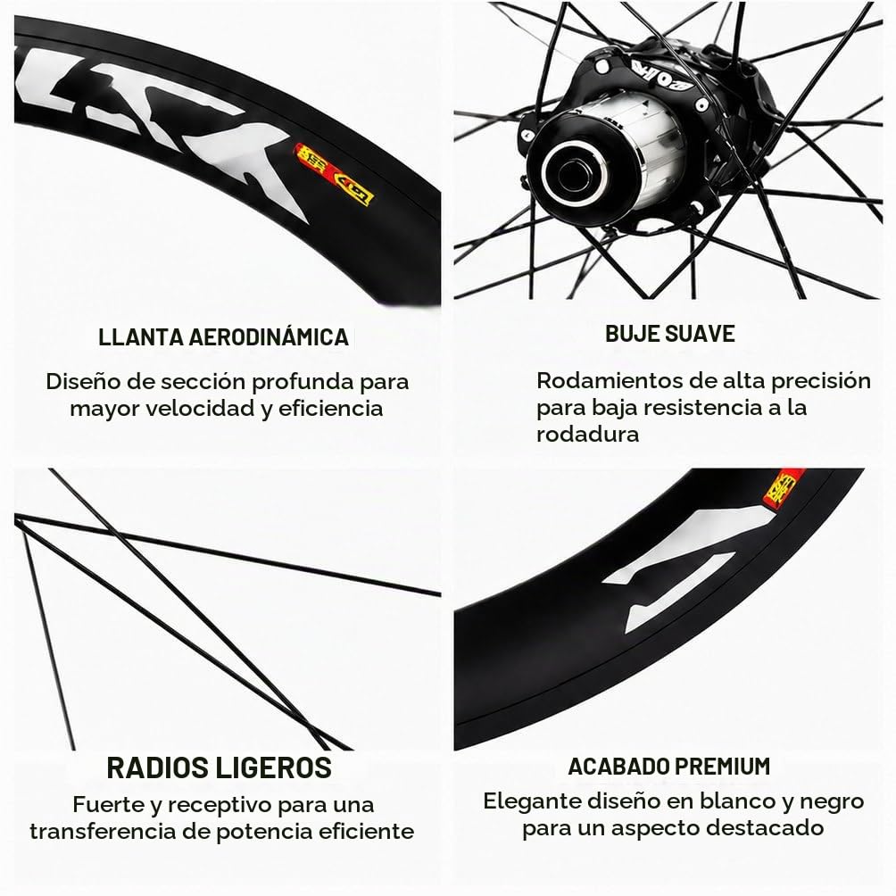 YLME Juego De Ruedas De Bicicleta De Carretera, Ruedas De Aleación De Aluminio 700C De 40 Mm, Freno De Regazo V/C, 20 Agujeros, 7-11 Velocidades