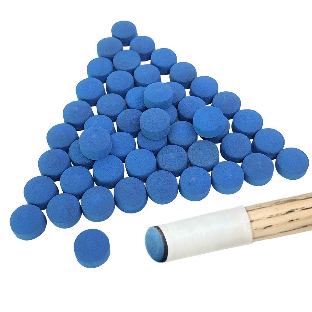 NALACAL 50Pcs Billiard Pool Cue Tips, 13mm Billiard Stick Tips Replacement Kit, Performance Cue Stick Tips for Pool Cues and Snooker, Pool Sticks Accessories, Blue