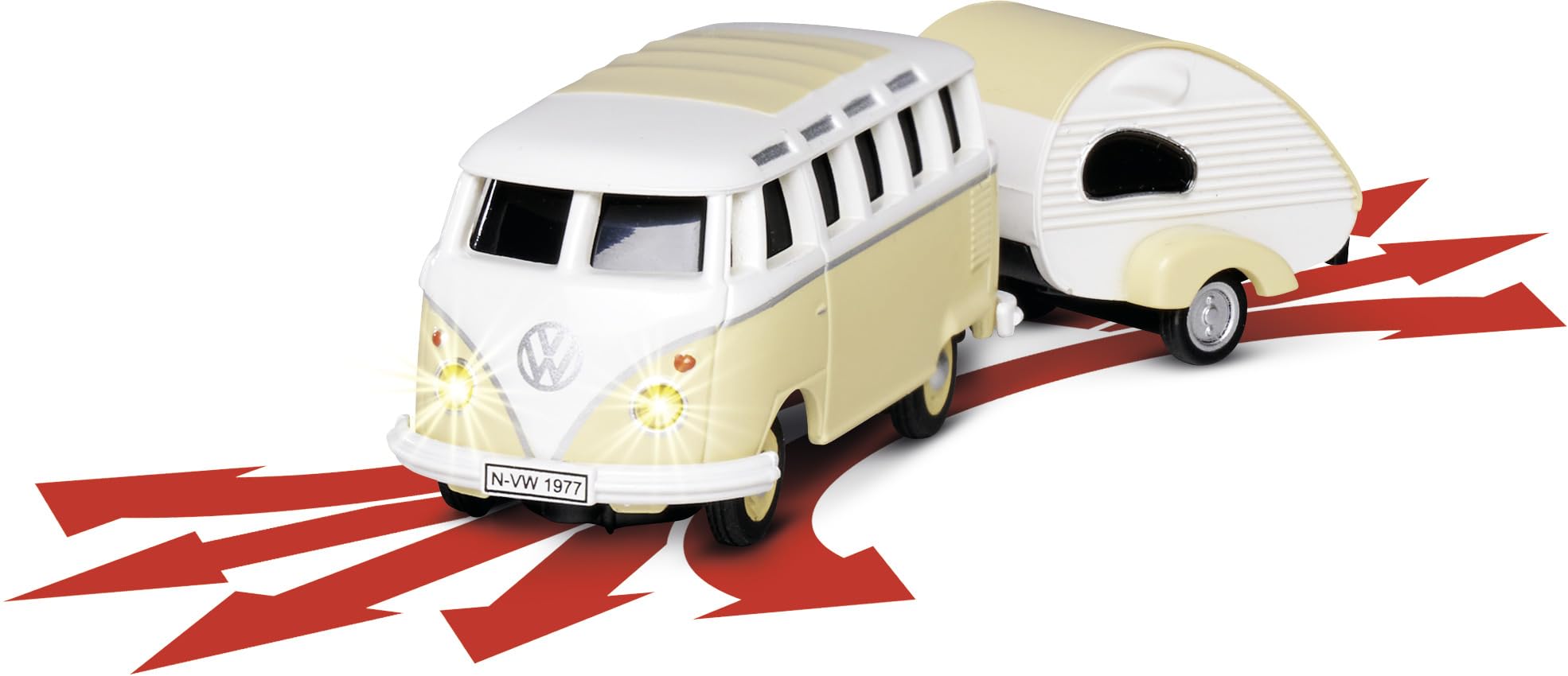 Carson 500504164 1:87 VW T1 Samba Bus mit Wohnwagen 2.4GHz 100% - Fahrfertiges Modell, RC Auto, H0 Auto,RC Modell,Diorama Fahrzeug
