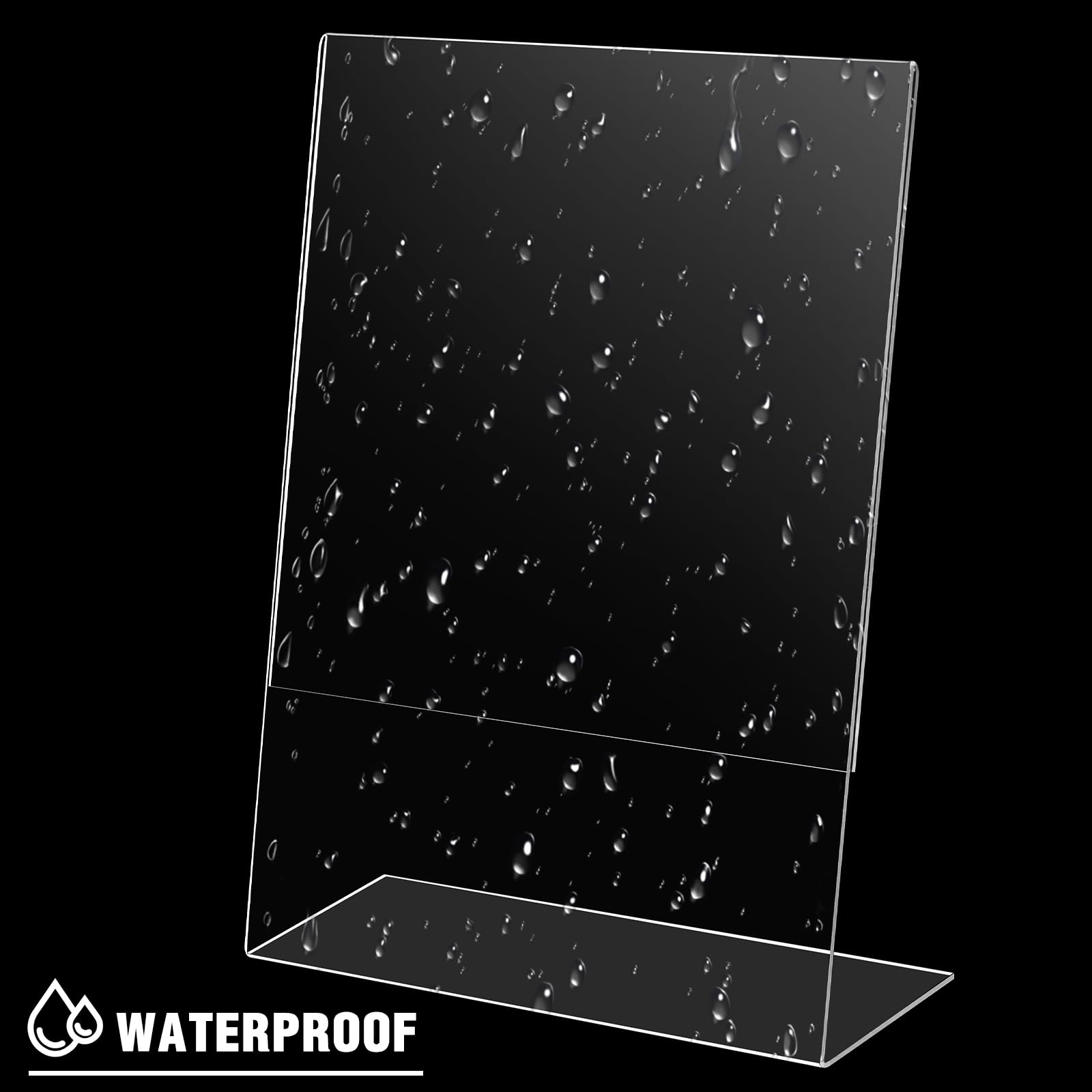 Vicenpal 100 supporti per cartelli in acrilico trasparente, 21 x 28 cm, supporto inclinato per foto, volantini, supporto verticale a forma di L, supporto da tavolo per ufficio e negozio