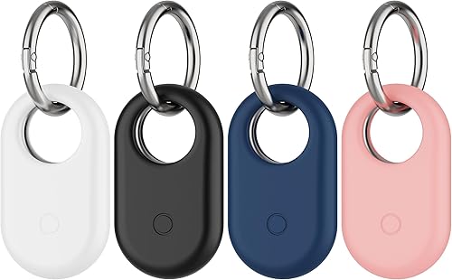 Paquete de 4 fundas compatibles con Samsung Smart Tag 2, silicona con llavero Samsung Galaxy SmartTag2 de cuerpo completo, a prueba de golpes,