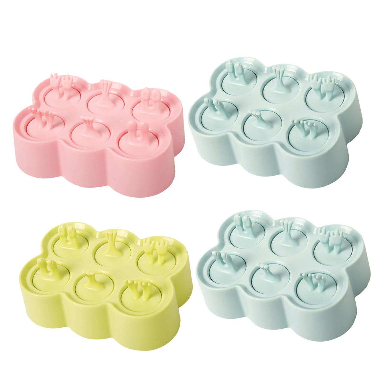 GARVALON 4 juegos Moldes para Polos de Silicona Reutilizables con Diseño Animal de Colores Verde Rosa y Azul Aptos para Helados Yogur y Cubitos de Hielo DIY