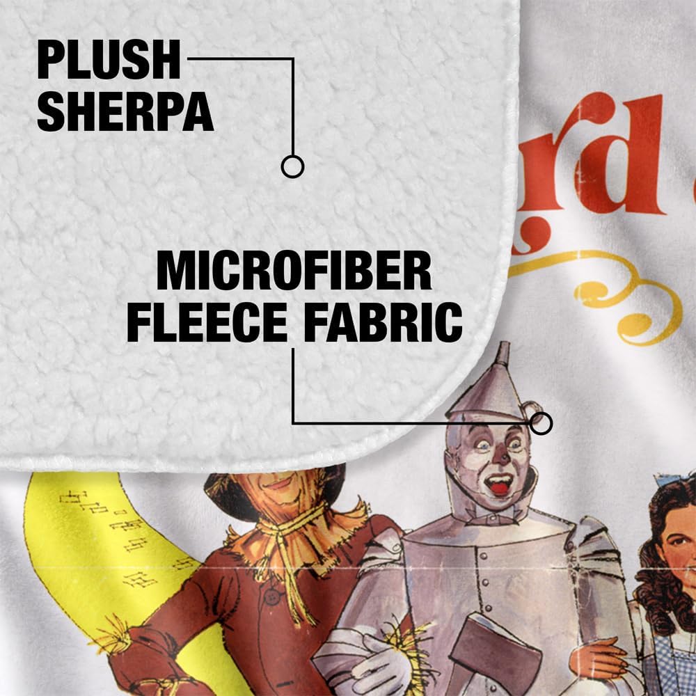 The Wizard of Oz Classic Yellow Brick Road Silky Touch Sherpa Back Super Soft Throw Blanket