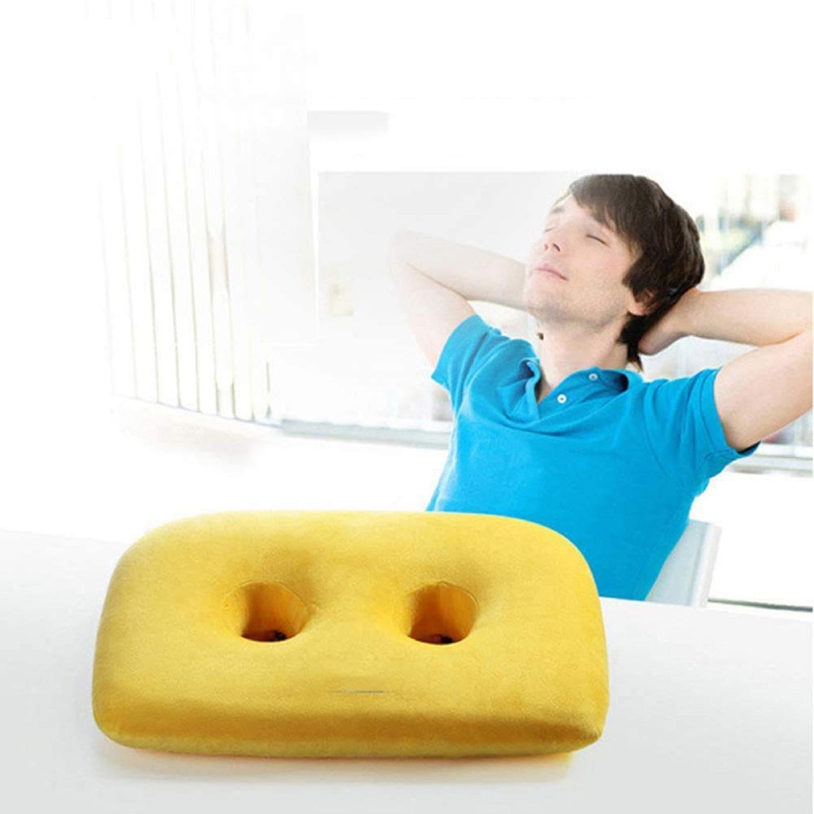 Cojín de espuma viscoelástica para silla de oficina/coche con dos agujeros para cojín de asiento trasero, alivio de huesos sentados, espalda baja, isquiotibiales, caderas, tuberosidad isquial,