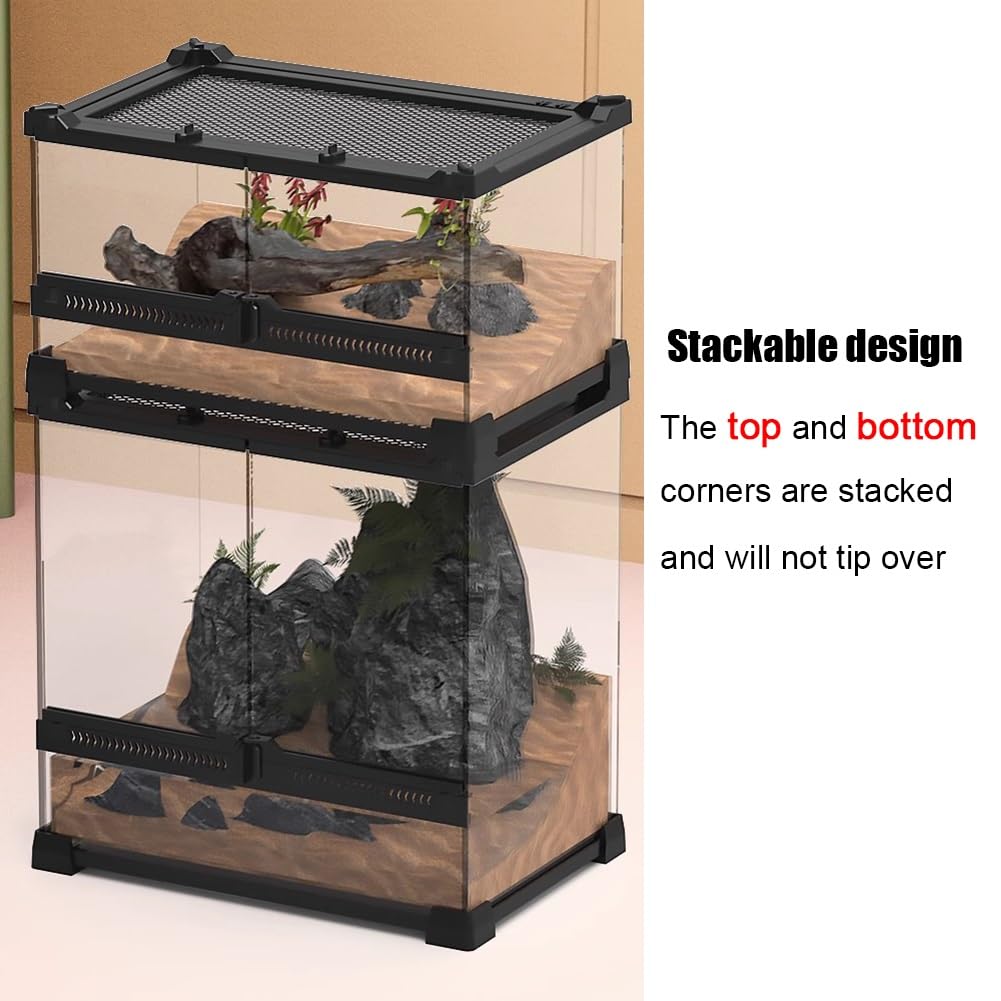 Tanque de terrario para reptiles, hábitat espacioso y seguro para lagartos, dragones barbudos, serpientes y gecos de leopardo, ideal para entusiastas de los reptiles