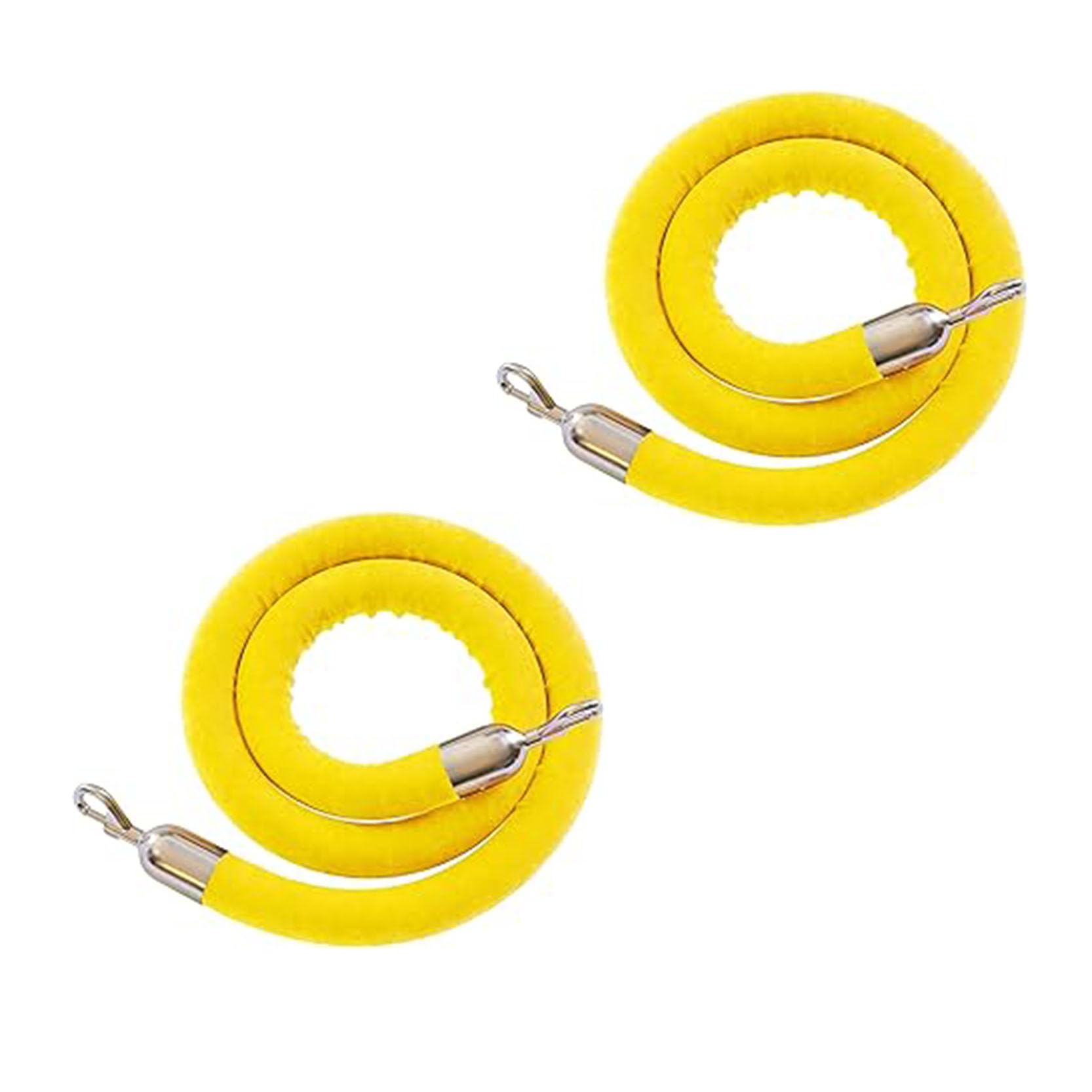 Corde de suspension en velours jaune haut de gamme avec embouts en acier poli