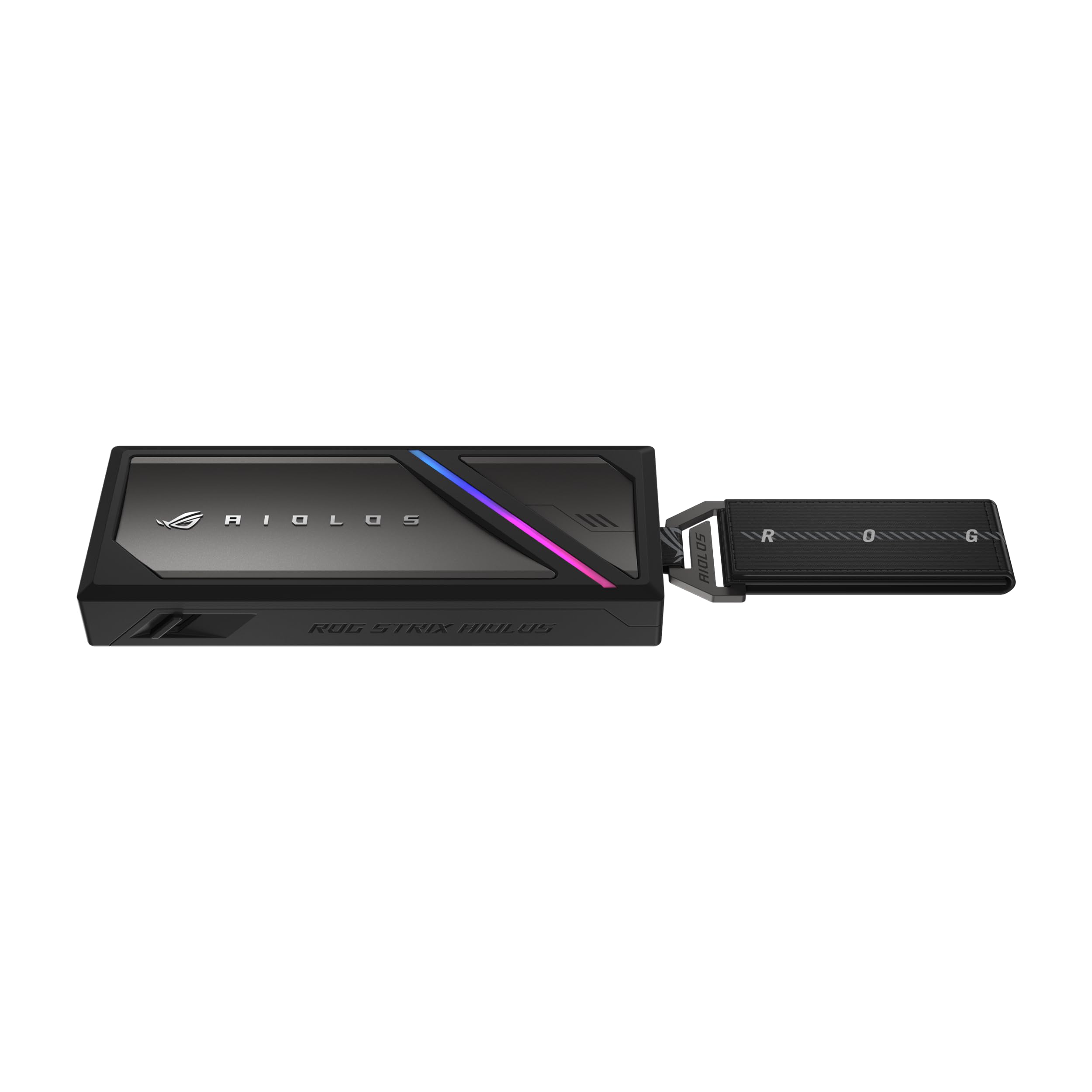 ASUS ROG Strix Aiolos USB-C SSD Enclosure - Dual M.2 NVMe, PCIe &amp; SATA Support, Tool-Free Installation, SSD Dashboard, Metal Hook with Fabric tag, Heat-Resistant Coating + high-Conductive Thermal pad