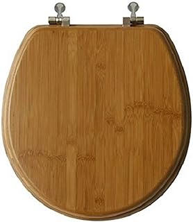 Bamboo Toilet Seat Round w/Brushed Nickel Hinge, Natural Bamboo