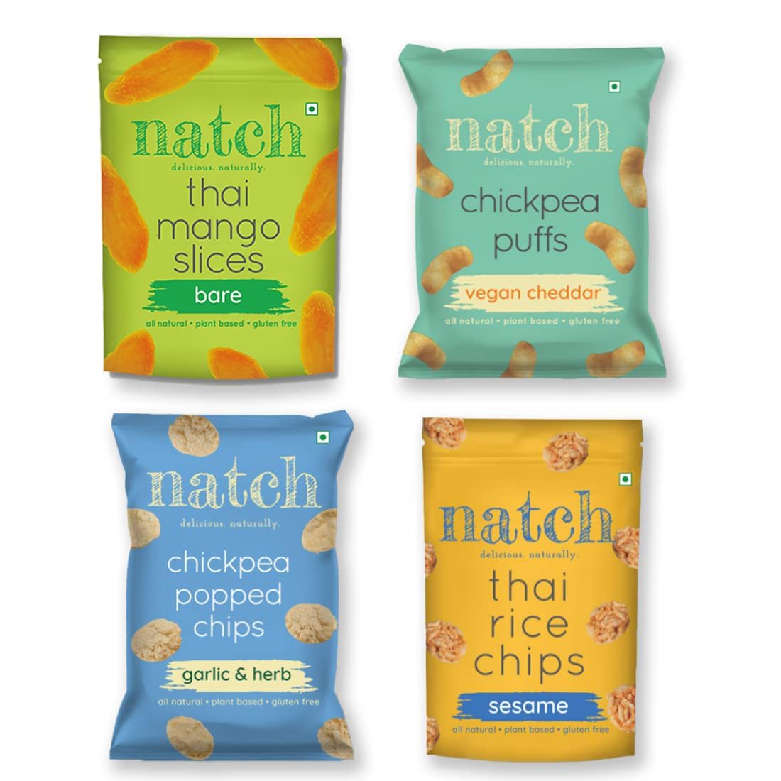 natch Perfect For Kids Snack Bundle - All Natural Mango Slices, Vegan Cheddar Chickpea Puffs, Garlic & Herb Popped Chips And Sesame Rice Chips (Pack Of 4) - 0.39 Kg (B0C377CBKQ) Amazon Price History, Amazon Price Tracker