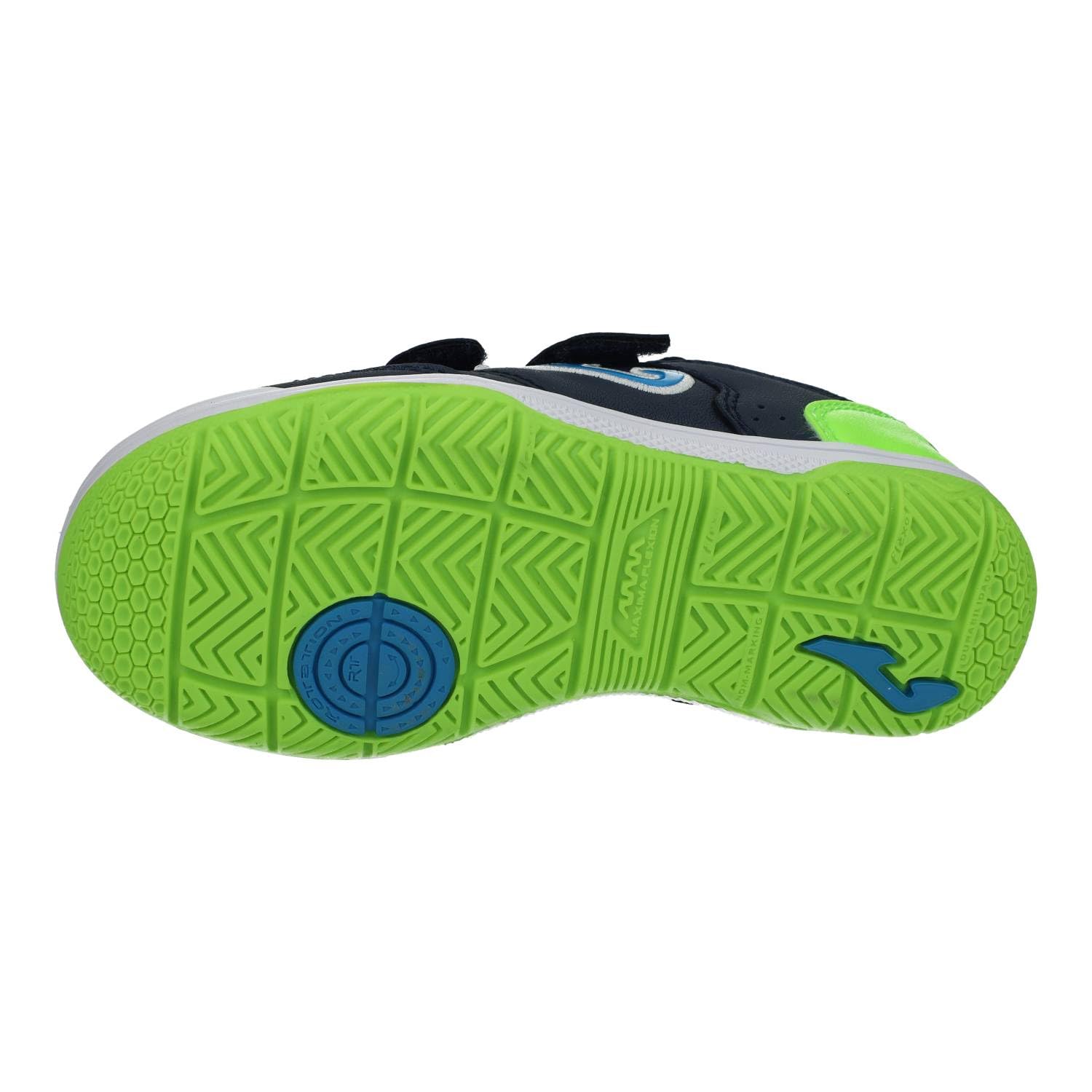 Joma TPJS2533INV Zapatillas niño para fútbol Sala, Cierre Adhesivo diseño Multicolor Azul y Verde, Suela Antideslizante. NIÑO Deportivos