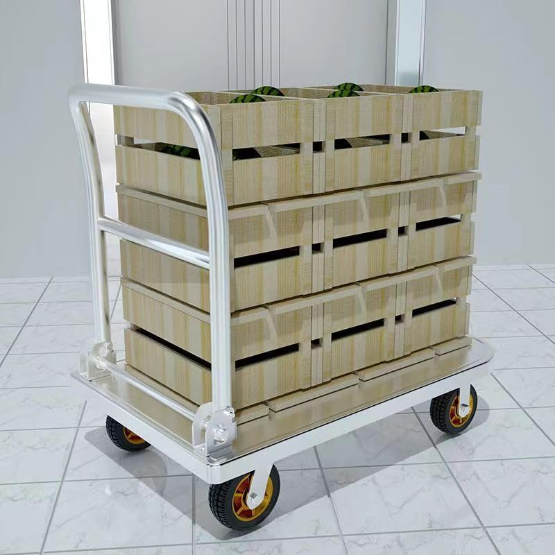Carretilla plana resistente con plataforma y cuatro ruedas miniatura 6