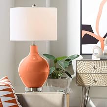 Ovo 28 1/2" Brushed Nickel Tall Table Lamp Robust Orange Glass Modern