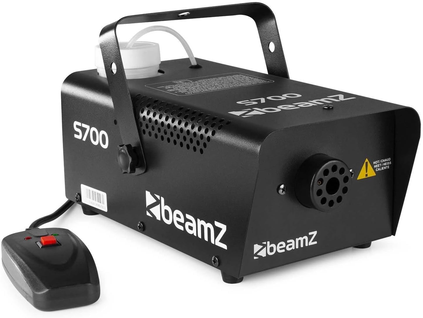 BeamZ S700 Machine à Fumée Solide et Compacte, 700 Watts, Télécommande 3 m, Réservoir 0.4 L, Préchauffe Avant Utilisation : 3 minutes, Idéal pour votre Soirée avec des Jeux de Lumière