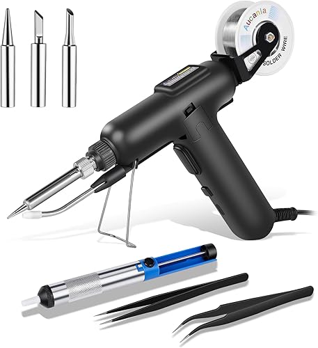 Miniatura 7 de Kit de soldador, pistola de soldadura automática de 80 W con calentador de cerámica, kit de soldadura 8 en 1, incluye pistola de soldadura, cable de