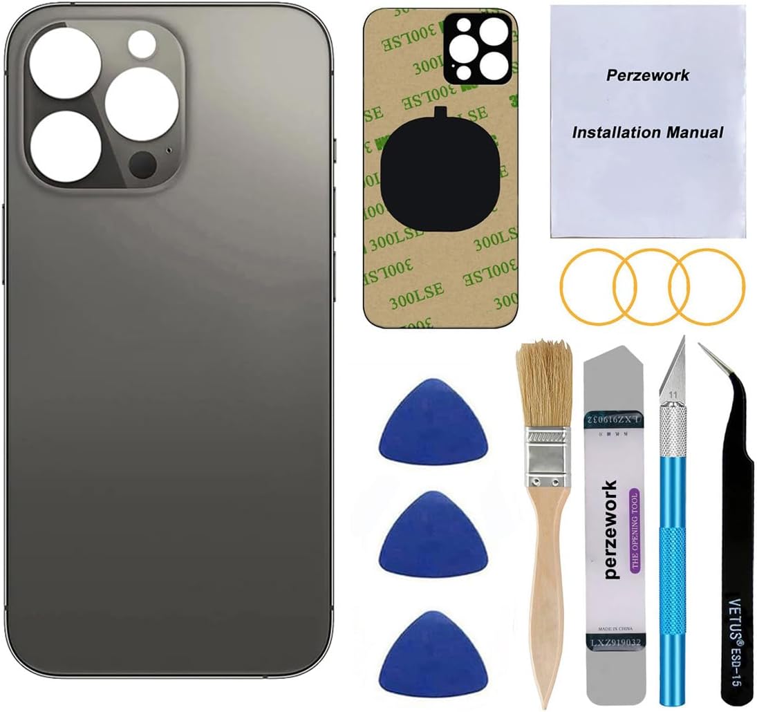 Back Rear Glass Replacement for iPhone 13 pro 6.1 inch All Carriers with Professional Repair Tool Kits (Graphite)