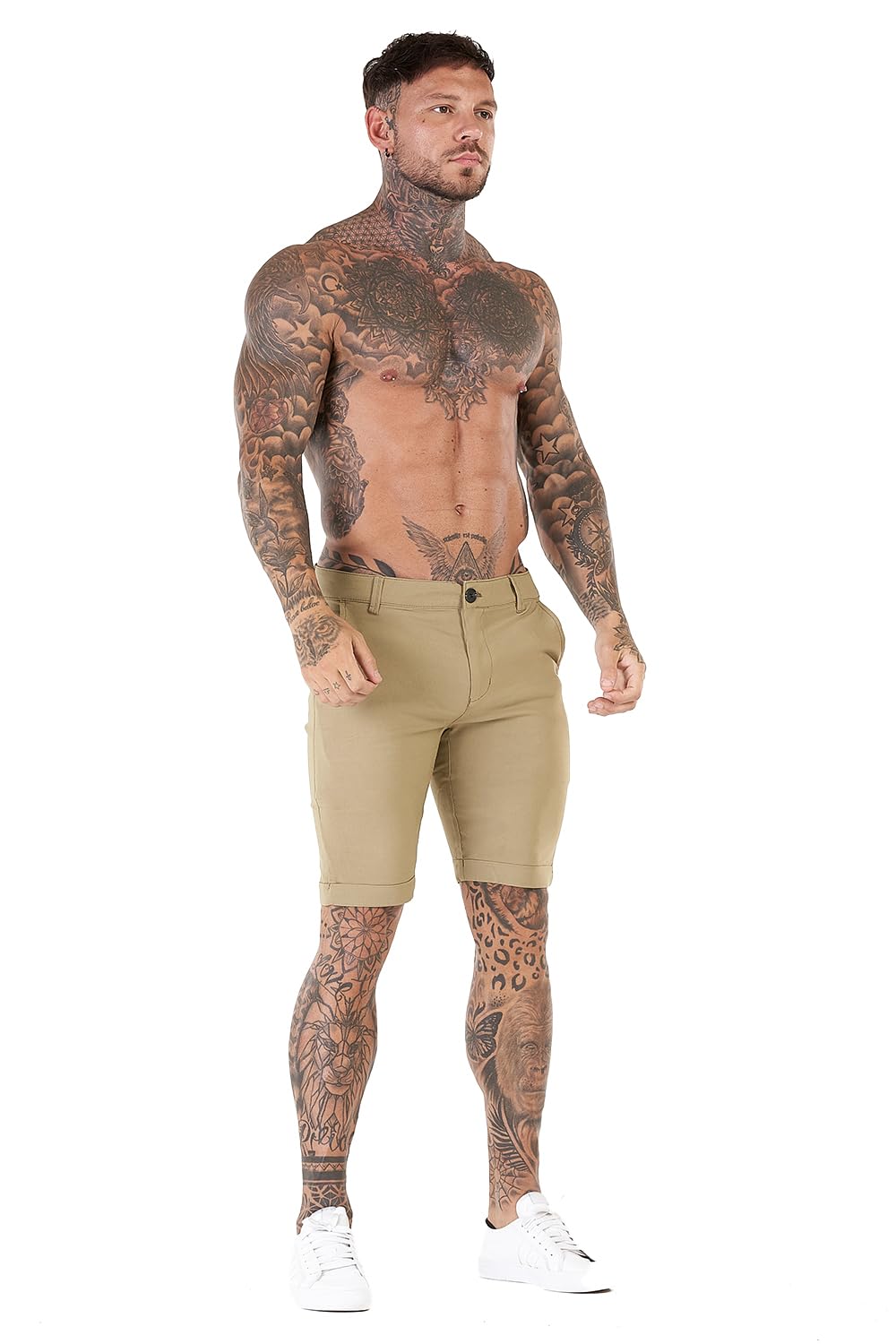 GINGTTO Pantalones Cortos Hombre Slim Fit Vestir Elastico Chinos Shorts