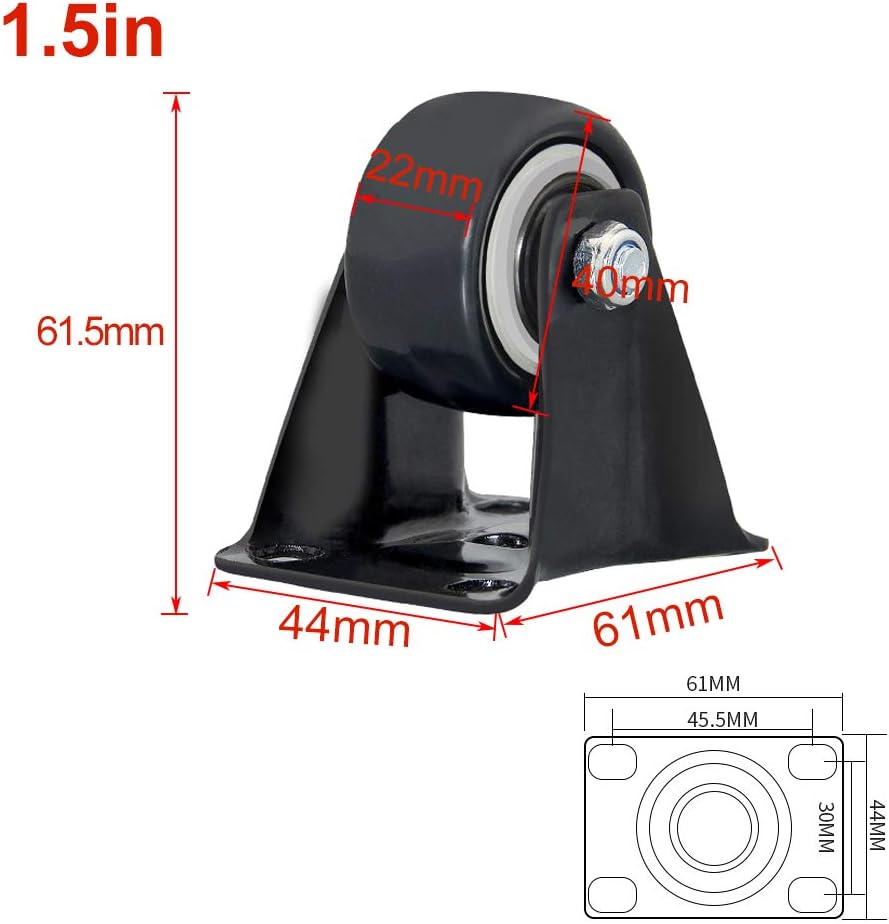 Casters with Brakes, Directional Caster Wheels, Heavy Duty Furniture Casters, Coffee Table Wheel Office Chair Casters, 1.5in/2in