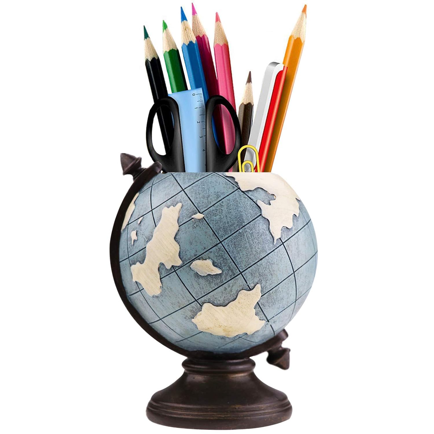 N.S Organisation Resin Globe Desk Pen Holder Stand | Multipurpose Stationery Organizer Cup Vintage Decor for Home Office B... - Review, Price and Buying Guide
