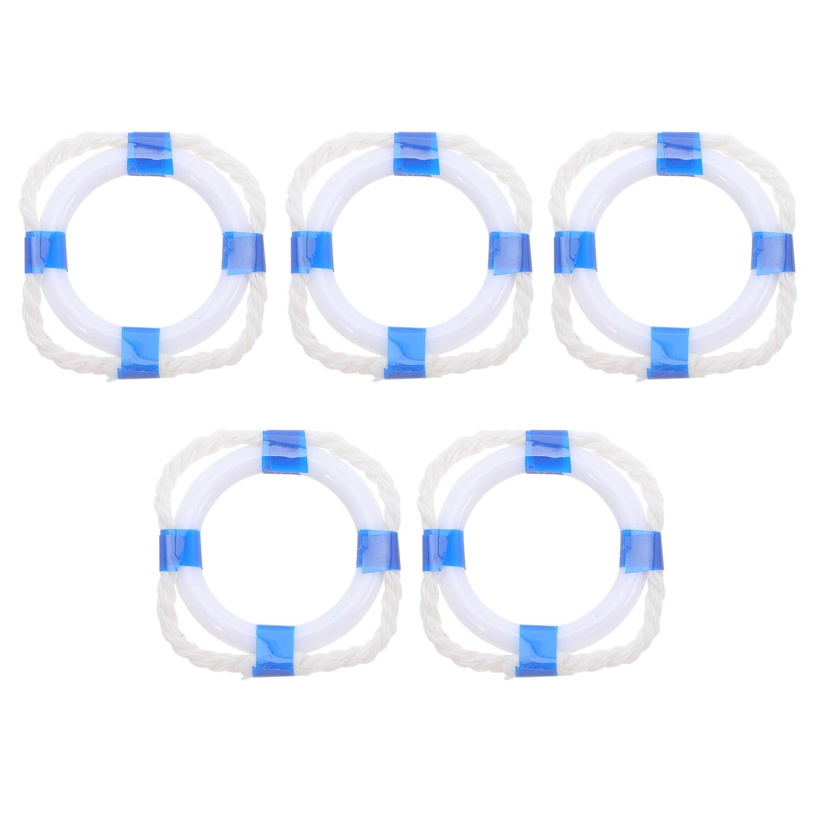 5 Piezas de Aros Salvavidas Decorativos en Miniatura para Decoración de Casas, Accesorio de Plástico Azul para Patio y Mesas, Estilo Náutico y Realista
