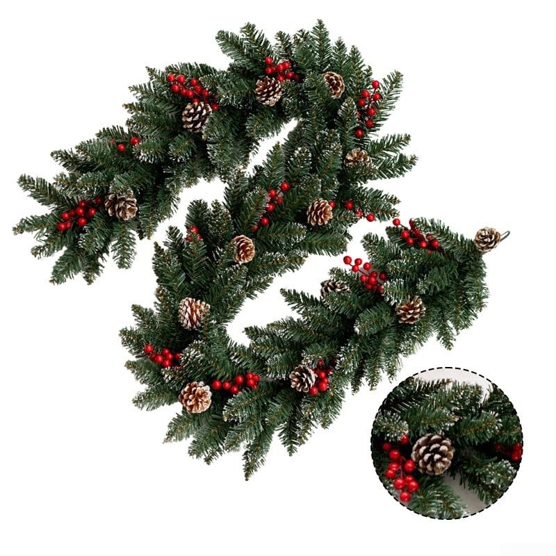 2.1m Weihnachts Girlande Kunst Rattan Realistisch Grün 2.1m