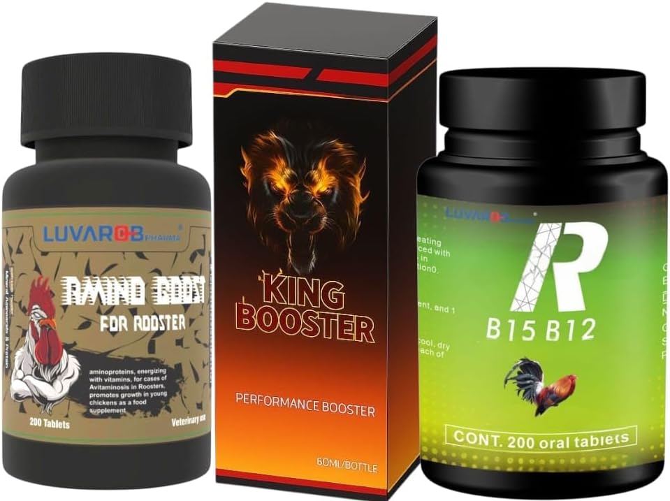 Poultry Nutrition Support Bundle – Aminoboost 200 Tabs, King Booster 60ml & B12 B15 200 Tabs for Chickens