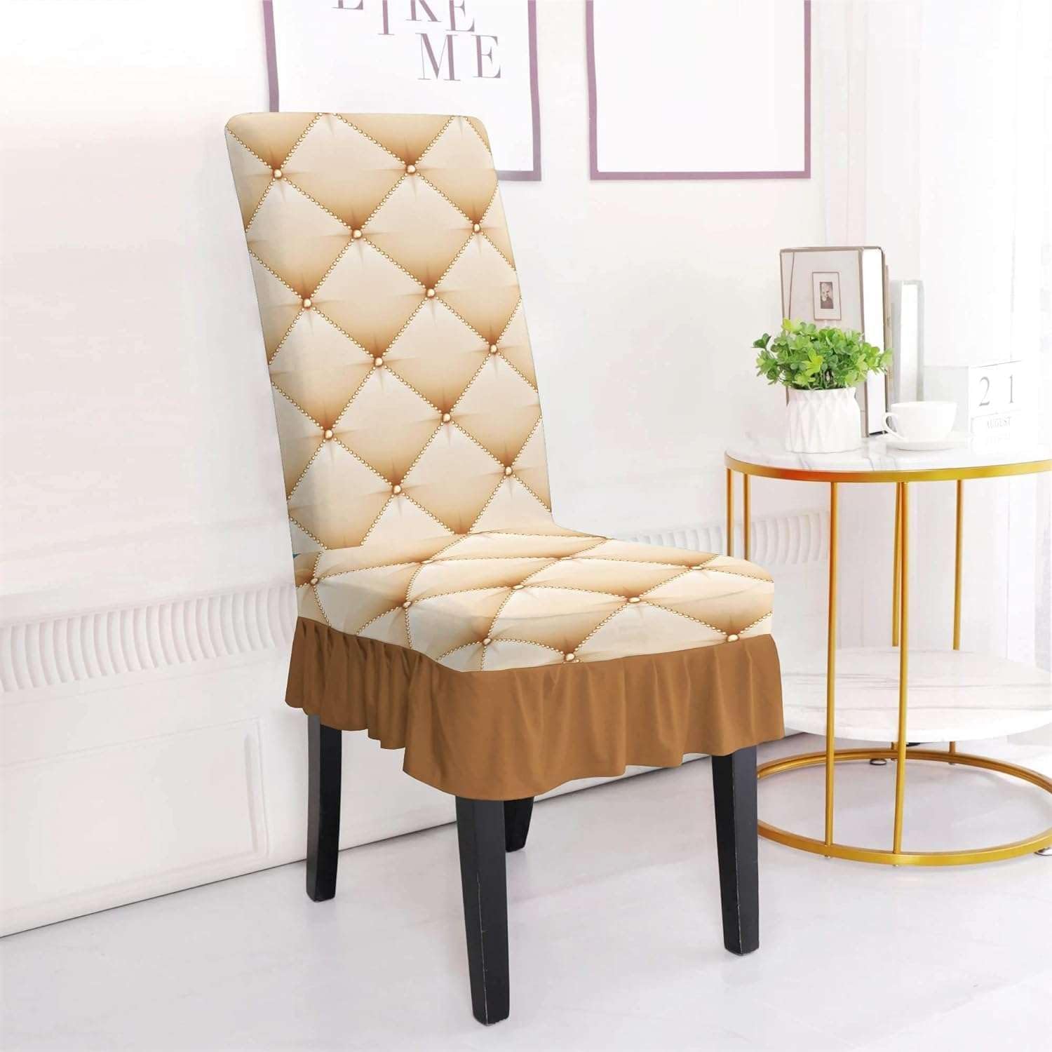 Polyester and Spandex Stretchable Printed Frill Skirt Dining Chair Covers for Home and Living Room Washable Elastic Chair Seat Case Protector and Slipcovers (Cream, Set of 4) (B0CYX5B8JB) Amazon Price History, Amazon Price Tracker