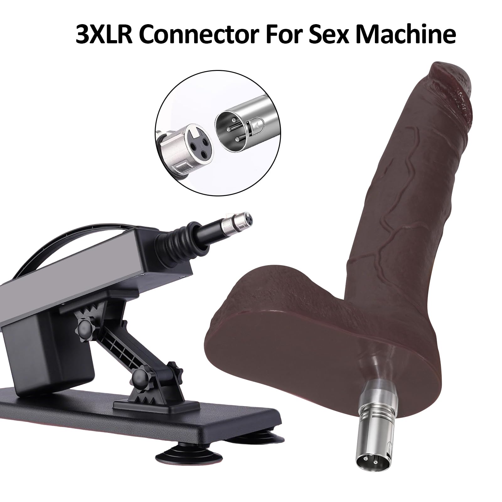 Machine à godemiché réaliste 23 cm avec connecteur 3XLR, accessoires en silicone BBC, jouet sexuel adulte