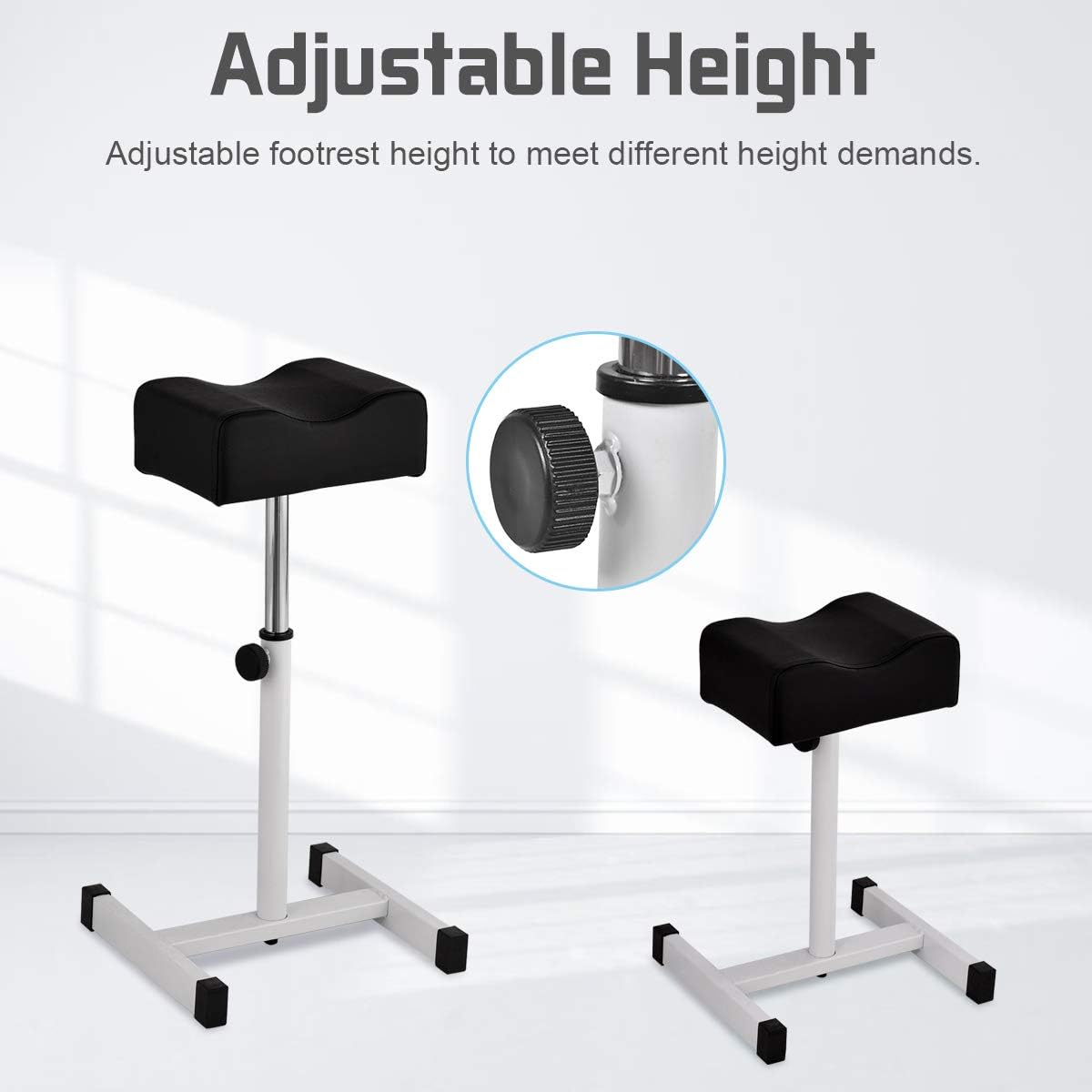 Giantex Pedicure Footrest Technician Nail Equipment, Salon Spa Beauty Footrest Home Pedicures with Height Adjustable Seat, Non-Slip Legs and Padded Seat Simple Assembly Manicure Stool(Black) : Beauty & Personal Care