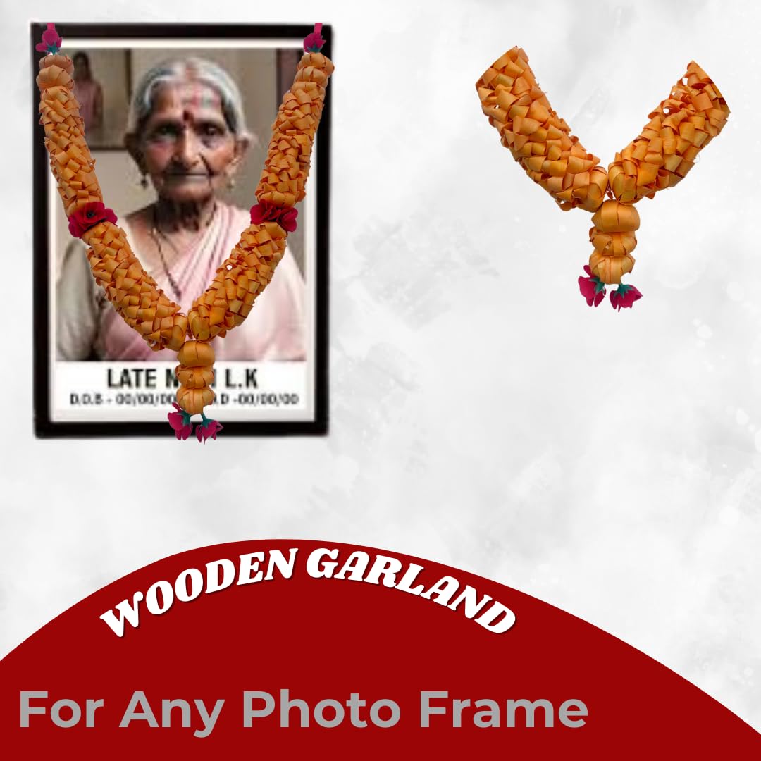 Rastra Mangal Store Chandan Haar Mala Garland for God and Pitra/Ancestors/Loved Ones Photo Frame & Idols TY7-2 (Step 2_Yellow)