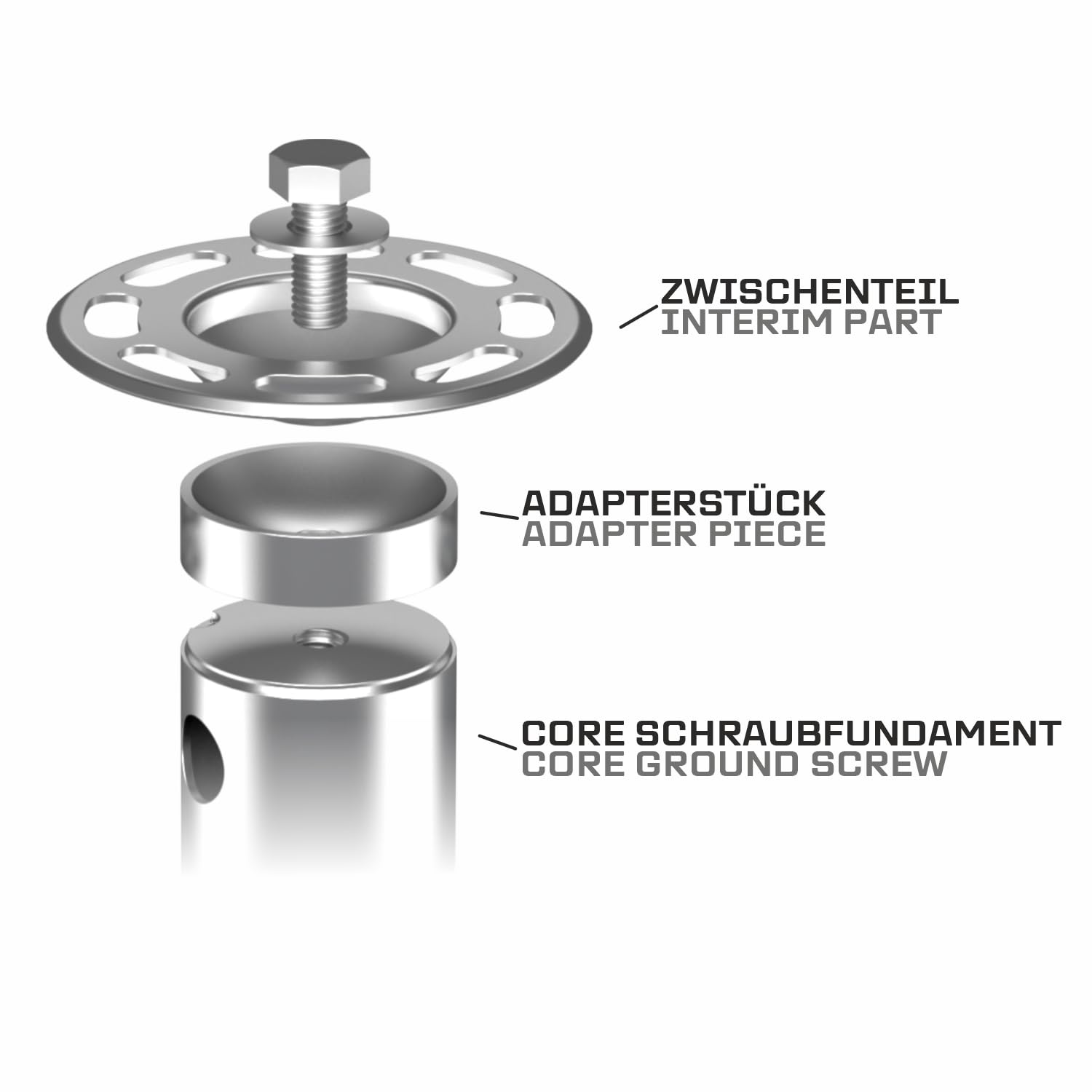 NEU 100 cm 4er TILT-Set Schraubfundamente Ø 60 x 2; M12