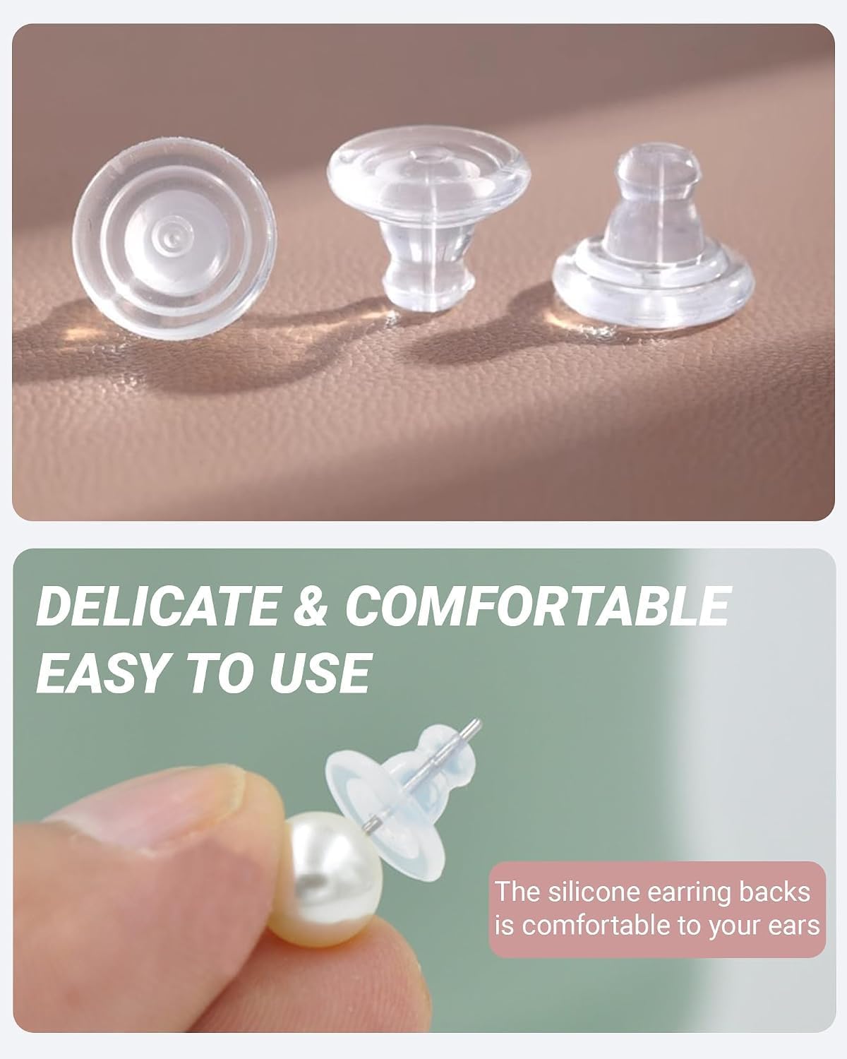 Silicone Earring Backs 12 Pack – Clear Earring Stoppers for Studs & Heavy Earrings, Hypoallergenic Locking Backs for Sensitive Ears, Secure Fit for Women & Men, Comfort Jewelry Accessories